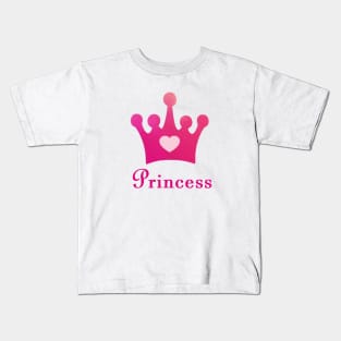 Princess with a Pink Crown and Heart in a Purple Background Kids T-Shirt